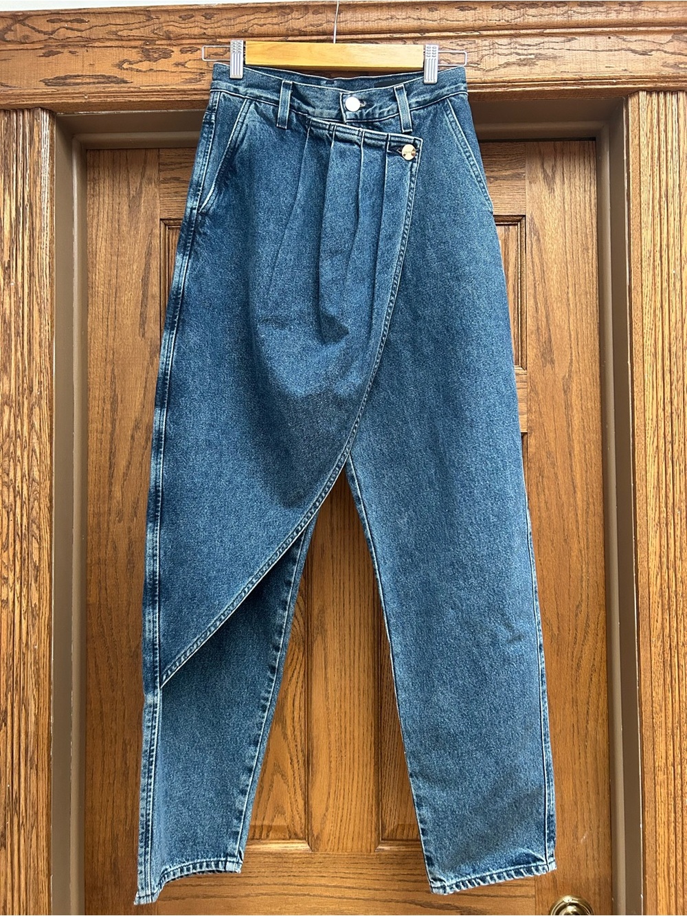 Goldsign High-Waist Wrap-Front Women’s Dark Wash Jeans